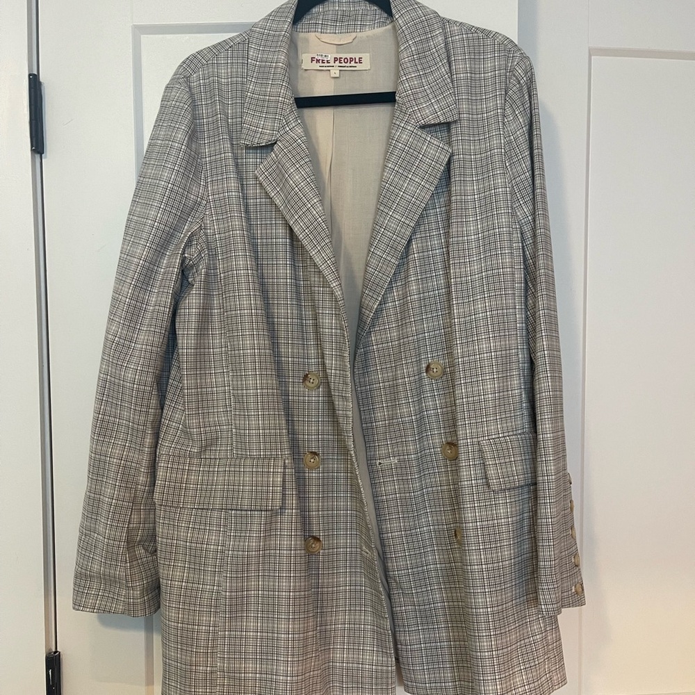 Free People Olivia Neutral Printed Blazer - Picture 2 of 3